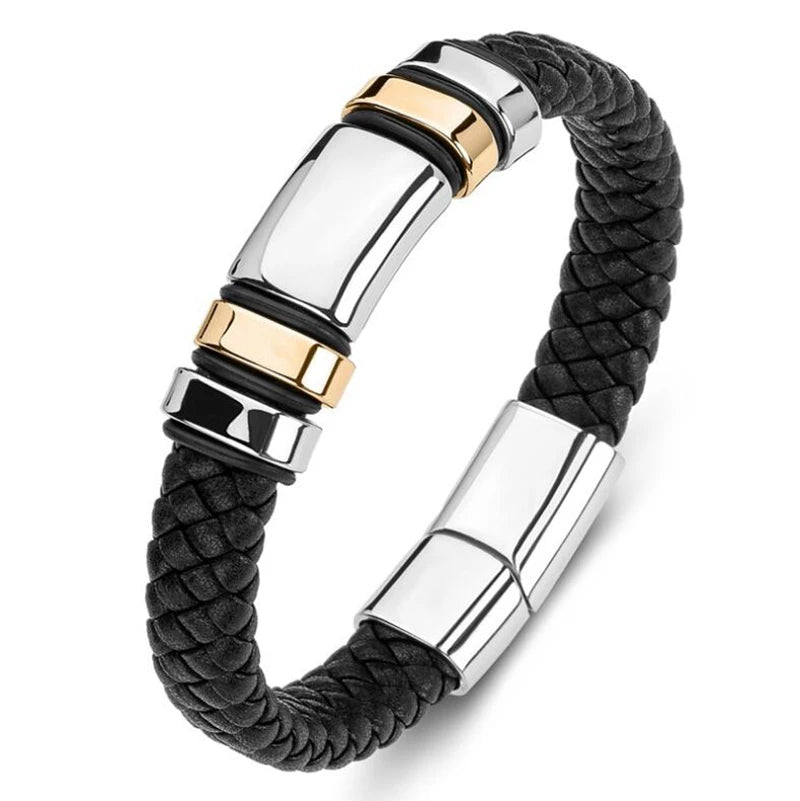Classic Black Multilayer Leather Bracelet Men Casual Punk Party Jewelry Male Hand Band Gift