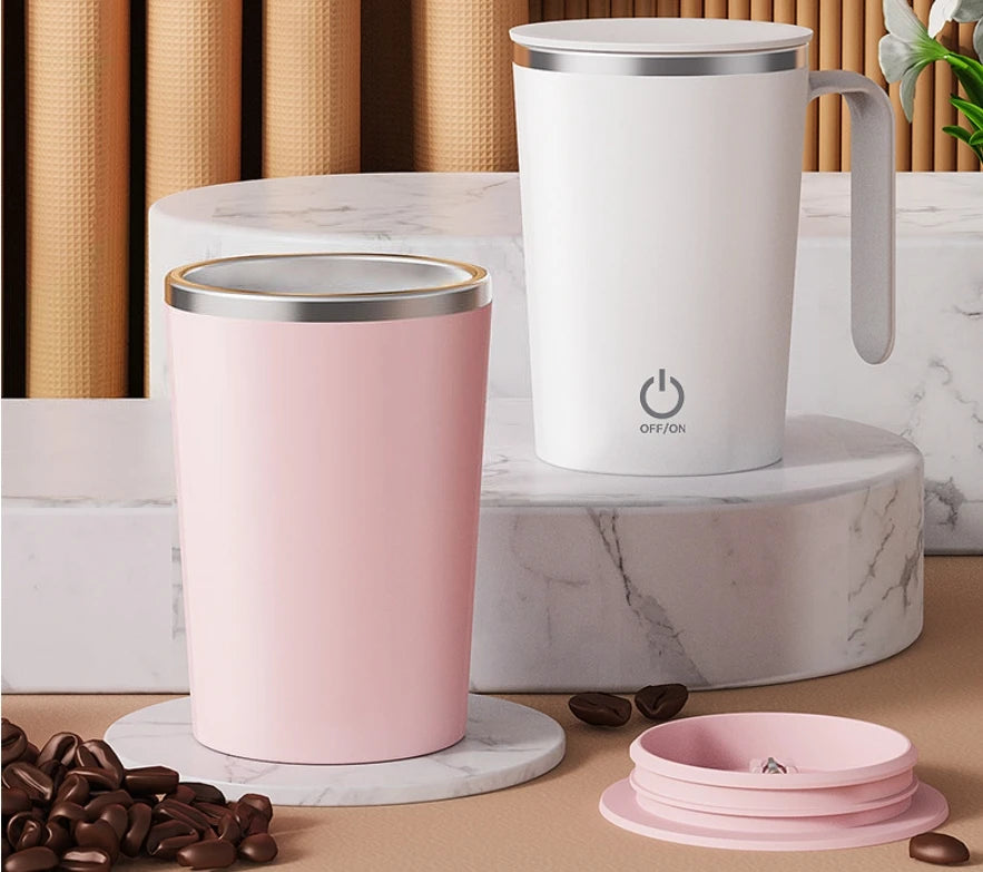 1pcs Automatic Self Stirring Magnetic Mug Stainless Steel Temperature Difference Coffee Mixing Cup Blender Mixer Thermal Cup
