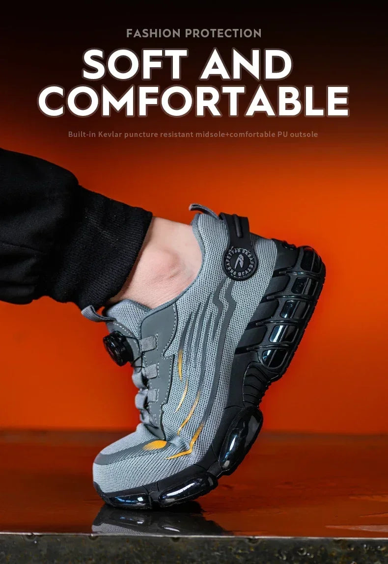 Rotating Button New Safety Shoes Men Anti-smash Anti-puncture Work Shoes Fashion Men Sport Shoes Security Protective Boots Men - Clikcy