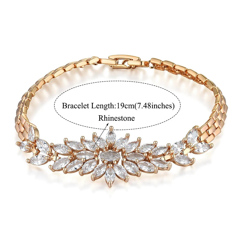 Luxury New Trendy Gold Color AAA Zircon Rhinestone Bracelet Chain Charm Valentine's Day Jewelry Gifts For Women Lovers - Clikcy