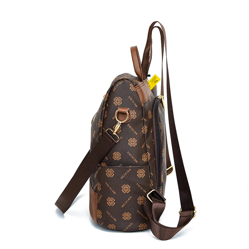 New Hot Women’s Backpack Designer High Quality Soft Leather Fashion Print Backpack Large Capacity Shoulder Bags - Clikcy