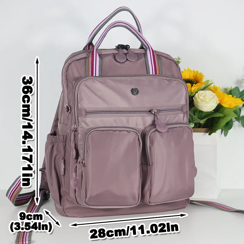 Multi-pocket Nylon School Backpack Casual Women's Backpack Lightweight Large Capacity School Bag Large Capacity Travel Backpack - Clikcy