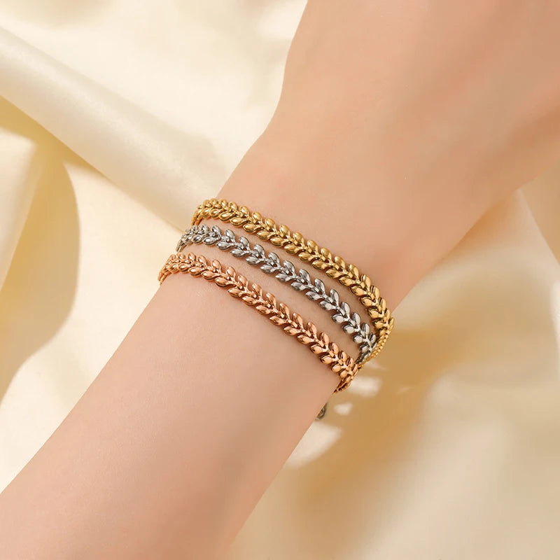 EILIECK 316L Stainless Steel Gold Color Bangles Bracelet For Women New Trendy Wrist Chain Waterproof Jewelry Gift Party Bijoux - Clikcy