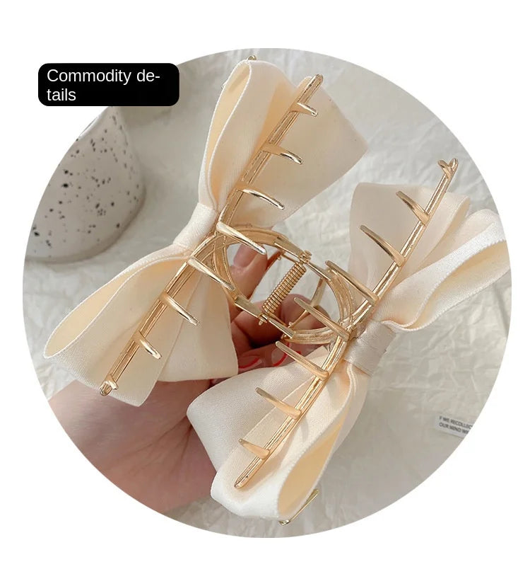 Korean Fashion Metal Bow Hairpin Ladies Simple Elegant Hair Accessories Grab Clip Girls Party Gift Accessories - Clikcy