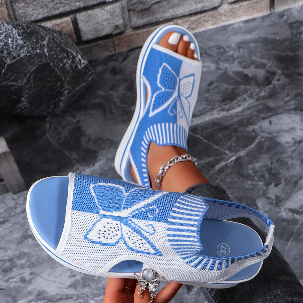 Women Flat Sandals Mesh Fish Mouth Casual Low Heels New Summer Slides Women Platform Shoes Sports Wedges Beach Comfort Sandals