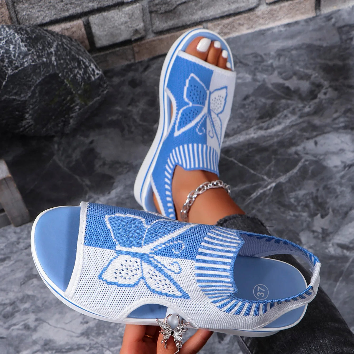 Women Flat Sandals Mesh Fish Mouth Casual Low Heels New Summer Slides Women Platform Shoes Sports Wedges Beach Comfort Sandals