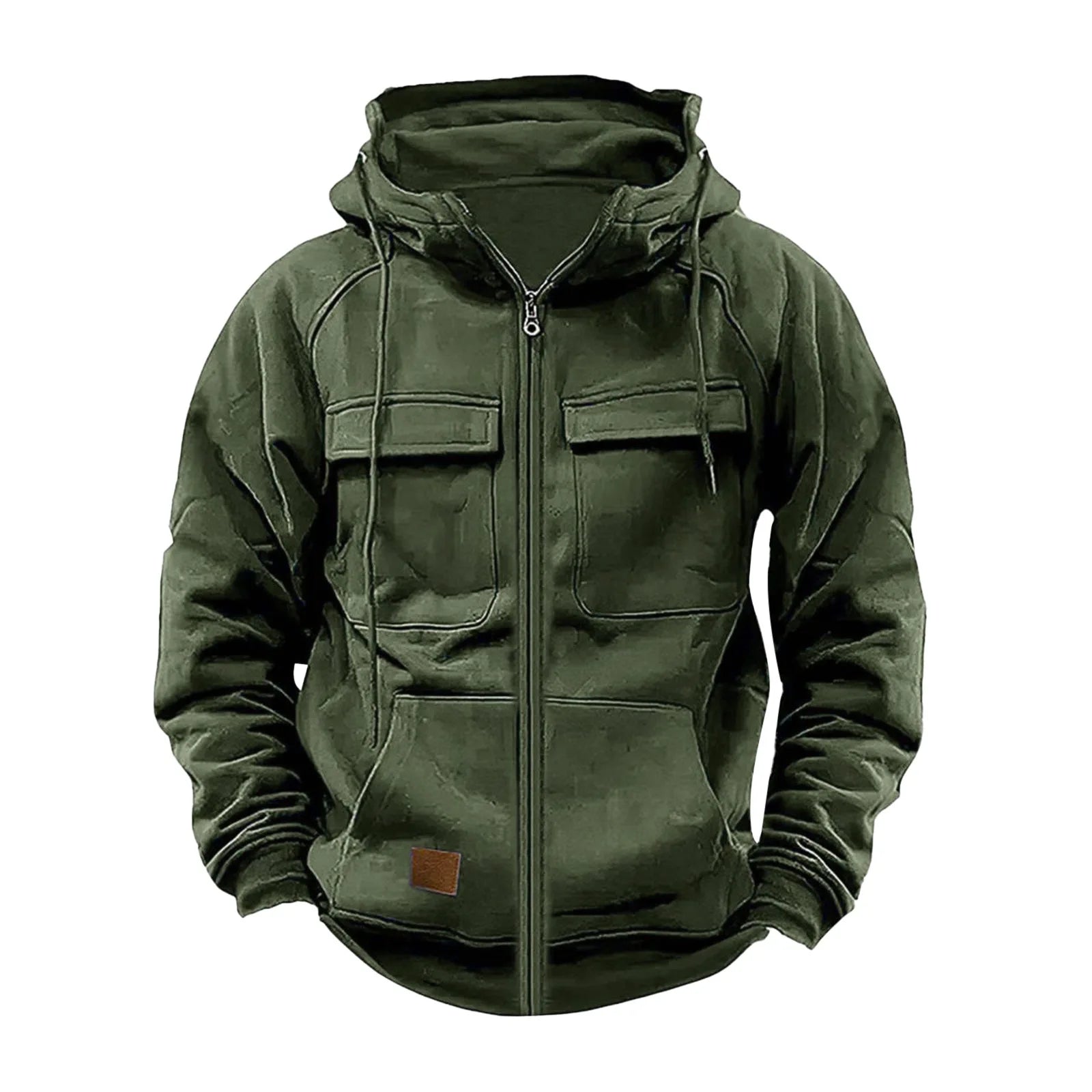Autumn/Winter Hoodie Mens Zipper Solid Color Outdoor Warm and Casual Sweatshirt Multi Pocket Men's Fashion Hoodie Outdoor Hoodie - Clikcy
