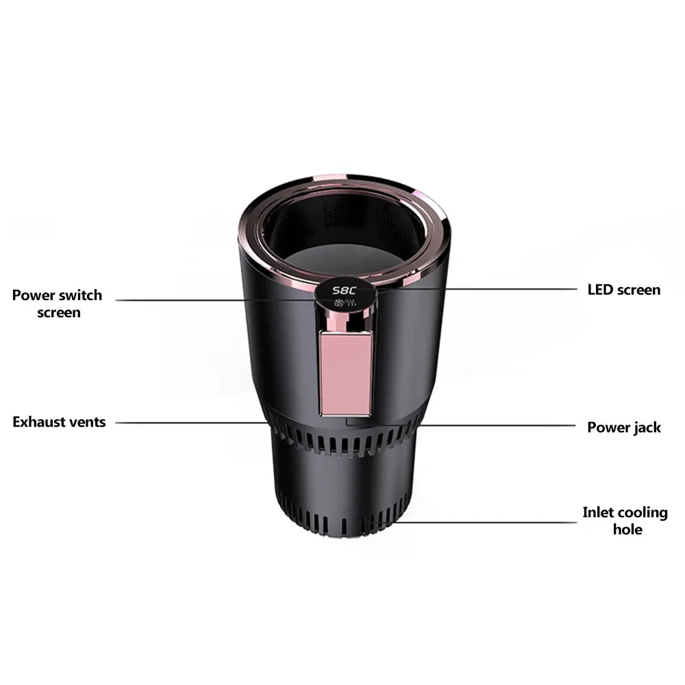 12V Car Cold Hot Cup Touch Screen Beverage Can Smart Digital Display Car Cup Holder Cooler Heater Home Camping Travel Cup Holder - Clikcy