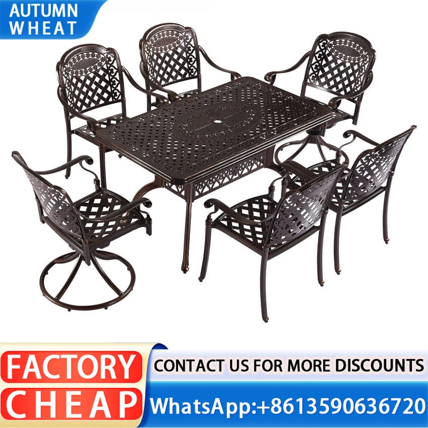 Picnic Beach Table 8pcs Set Hotel Pool Outdoor Furniture Chairs Table Umbrella - Clikcy