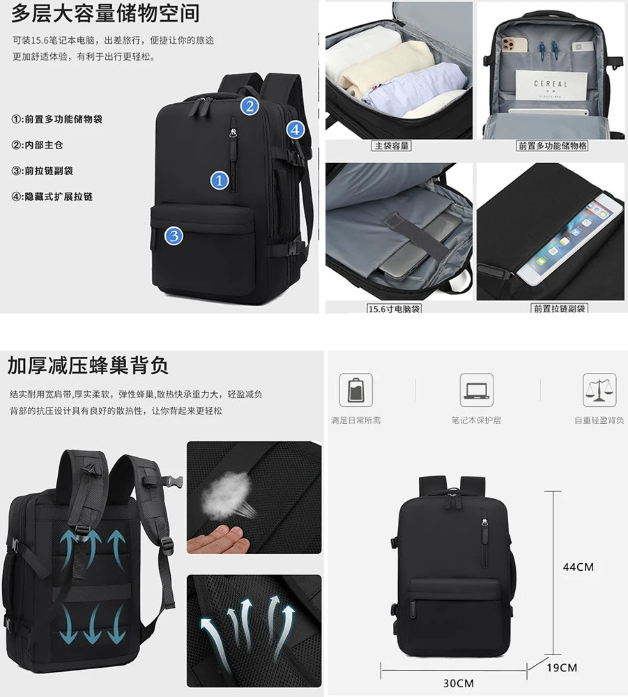 Buylor Easyjet 45x30x20 Travel Backpack Women Airplane Cabin Luggage Carry On 15" Laptop Backpack Large Capacity Flight Backpack - Clikcy