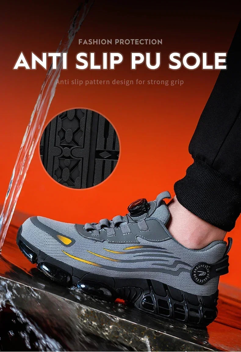 Rotating Button New Safety Shoes Men Anti-smash Anti-puncture Work Shoes Fashion Men Sport Shoes Security Protective Boots Men - Clikcy