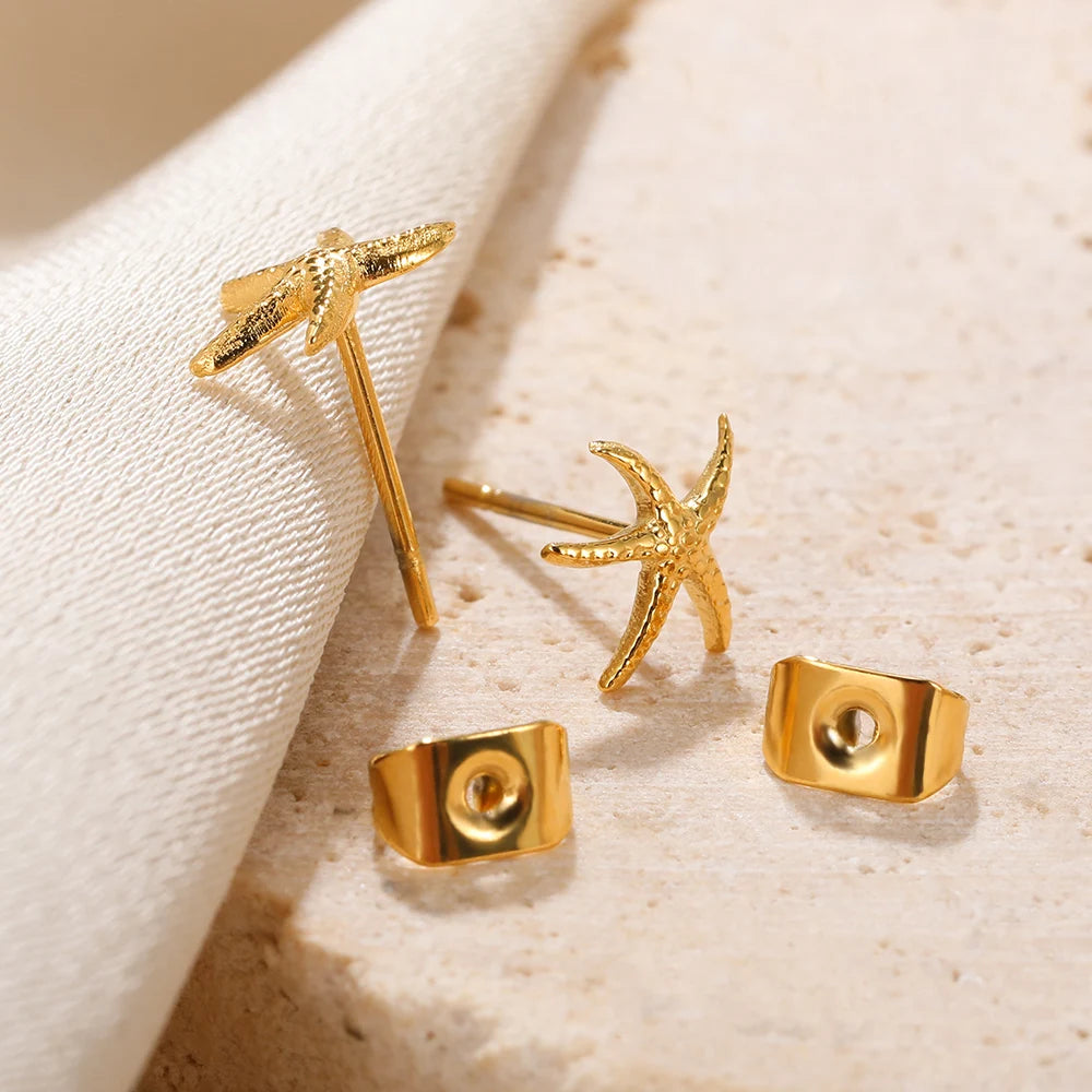 Little Star Fish Stud Earrings For Women Children Minimal Starfish Earings Fashion Summer Beach Jewelry Gift Accessories - Clikcy