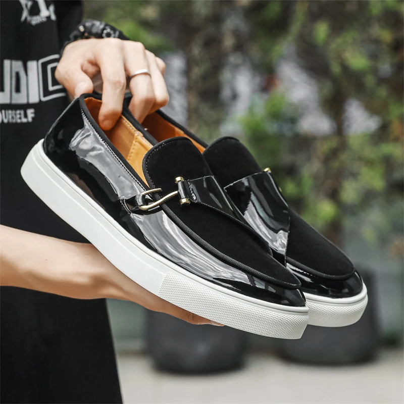 Hight Quality Casual White Leather Shoes For Men New Platform Walking White Sneakers Male British Style Loafers Yuppie Men 2025 - Clikcy