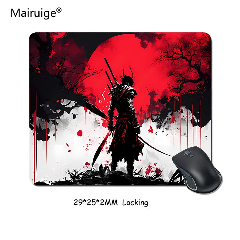 Samurai Warrior Mouse Pad Gamer Computer Accessories Keyboard Table Mat Black Mousepad Company Gaming Laptop Desk Accessory Pc - Clikcy