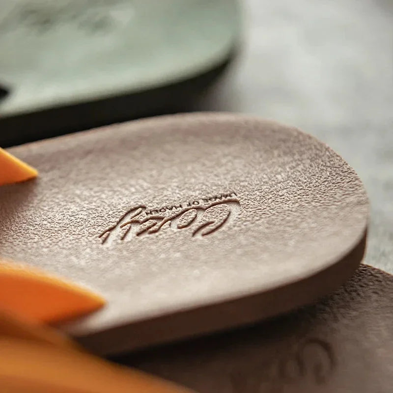 Maden 2023 Summer Men's Latex Slippers Outdoor Beach Black Comfort Cross Flip Flops Male Indoor Casual Waterproof Rubber Sandals - Clikcy