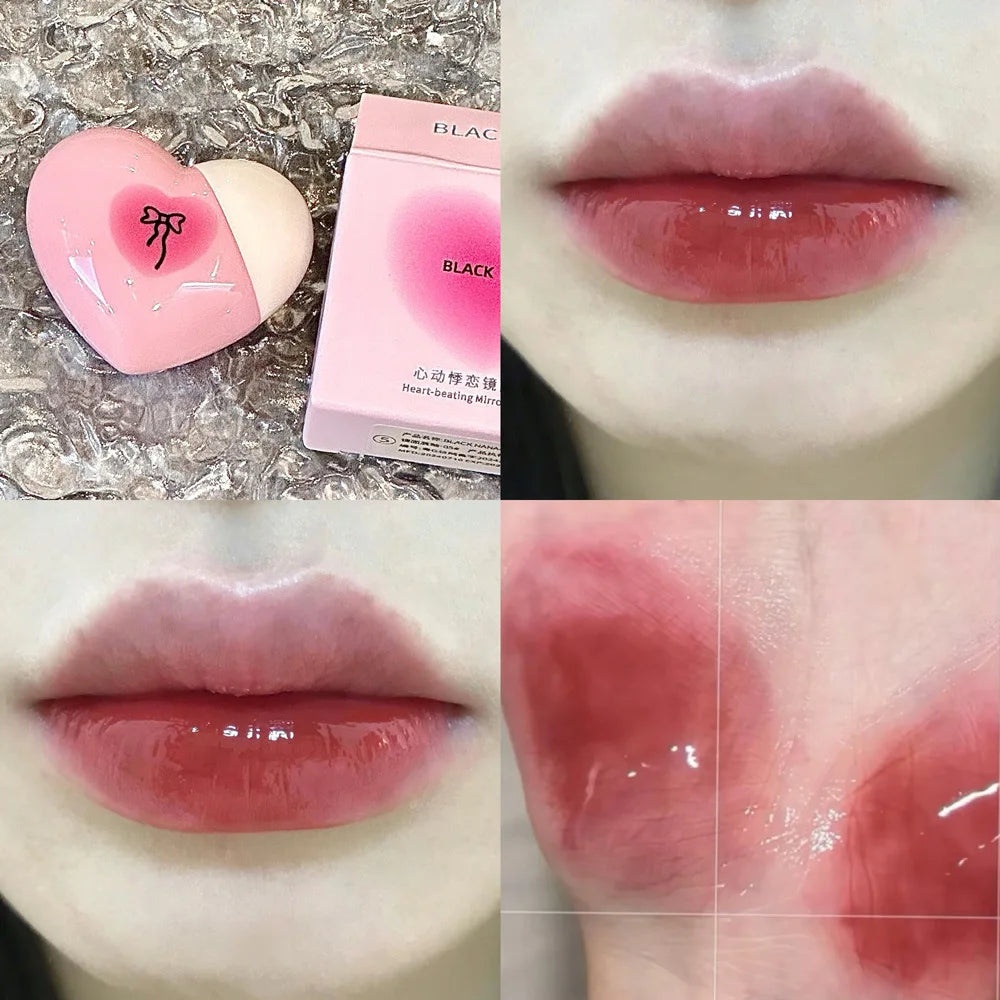 Black Nana Lip Gloss Cute Heart Shaped Lip Glaze CPNP Verified Lipstick Long Lasting Hydrating Natural Make Up Cosmetic - Clikcy