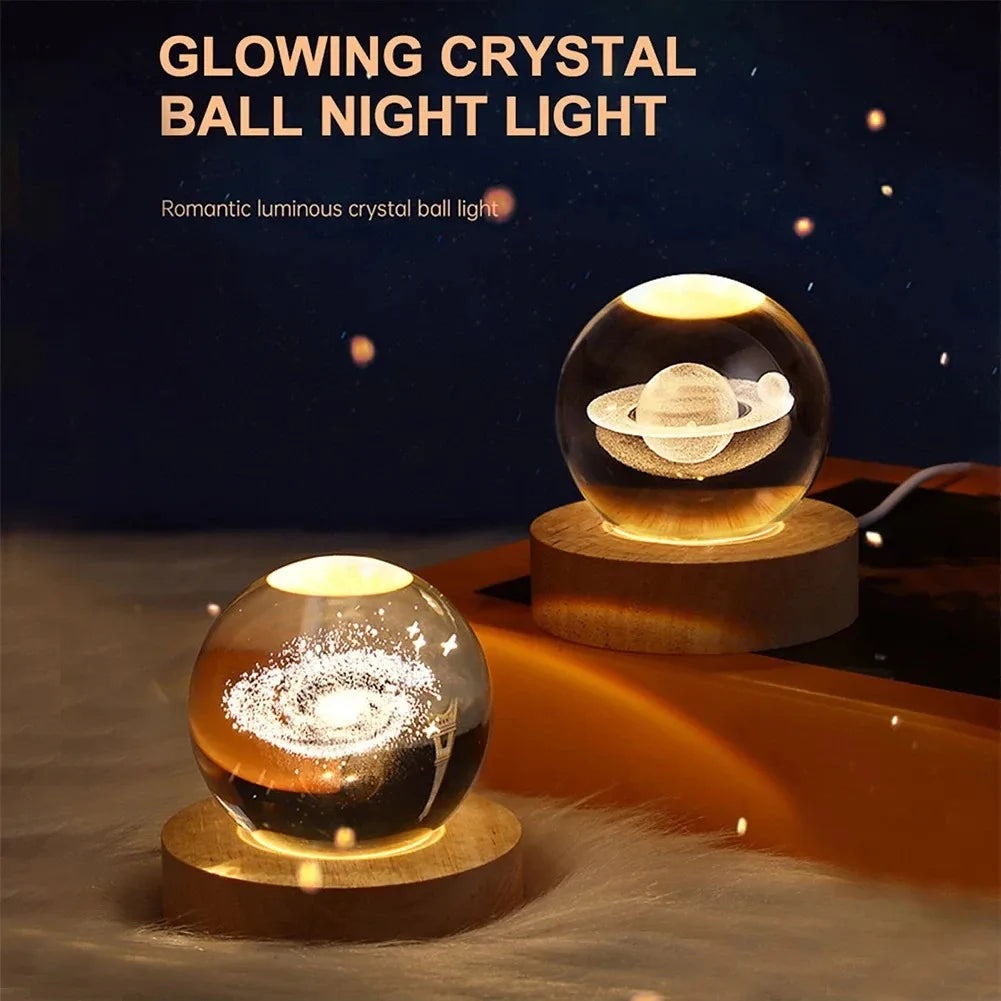 Unique 3D Crystal Ball Lamp with Galaxy and Planetary Projections USB Night Light for Cozy Atmosphere plasma ball - Clikcy