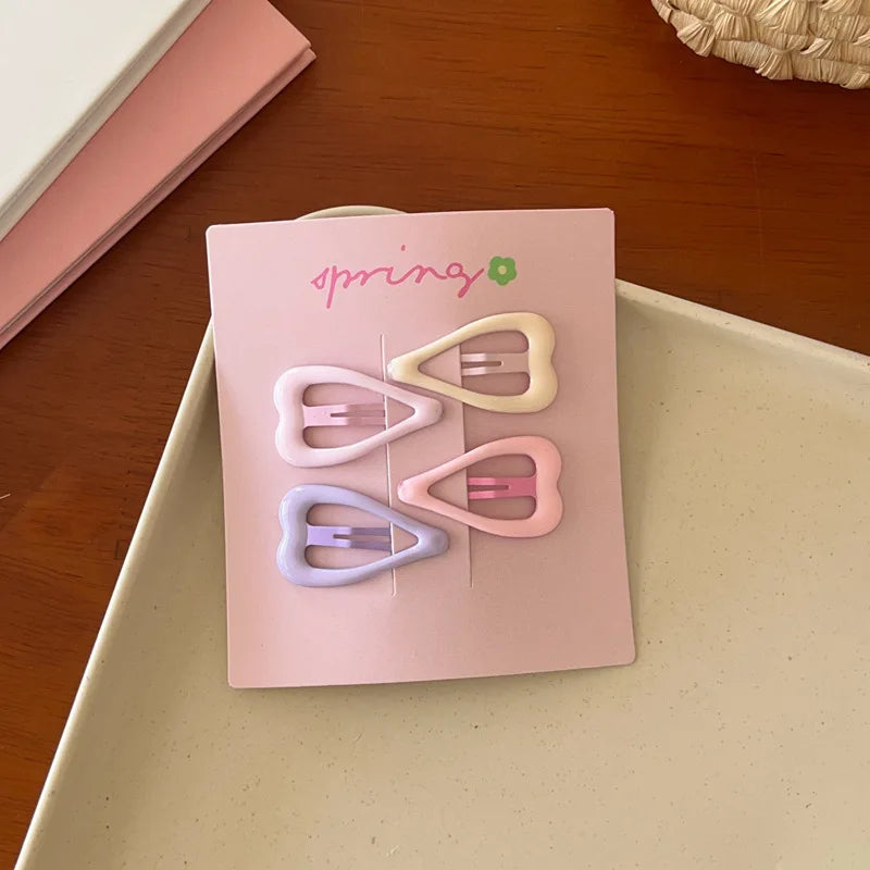 4pcs/set Cute Colorful Geometric Mini Hair Clips For Girls Sweet Hair Ornament Hairpins Barrettes Kids Lovely Hair Accessories - Clikcy