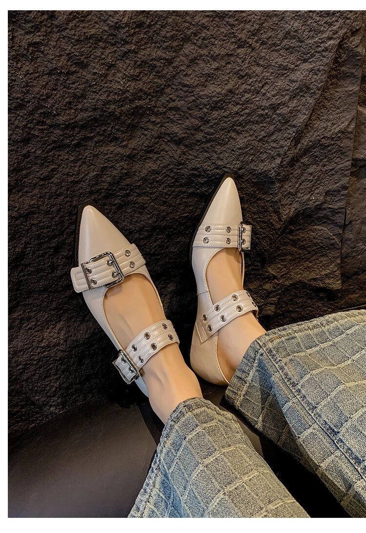 Women Flat With Shoes 2024 Designer Luxury Buckle Fashion Ladies Flats Shoes Slingback Pointed Toe Casual Female Sandals Mules - Clikcy