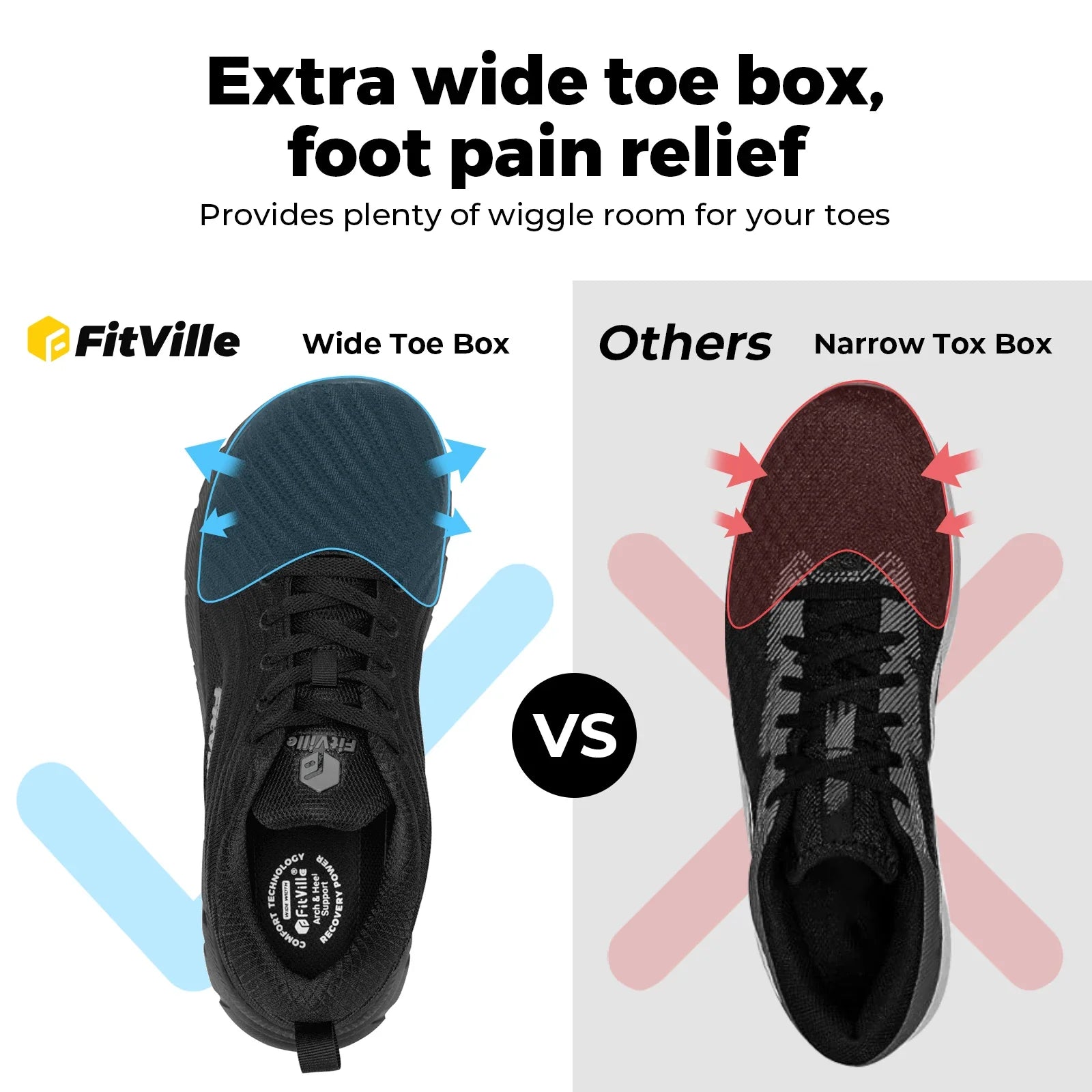 FitVille Wide Toe Box Shoes for Men Cushioned Well Extra Wide Width Shoes Non Slip Wide Lightweight Breathable Running Shoes - Clikcy