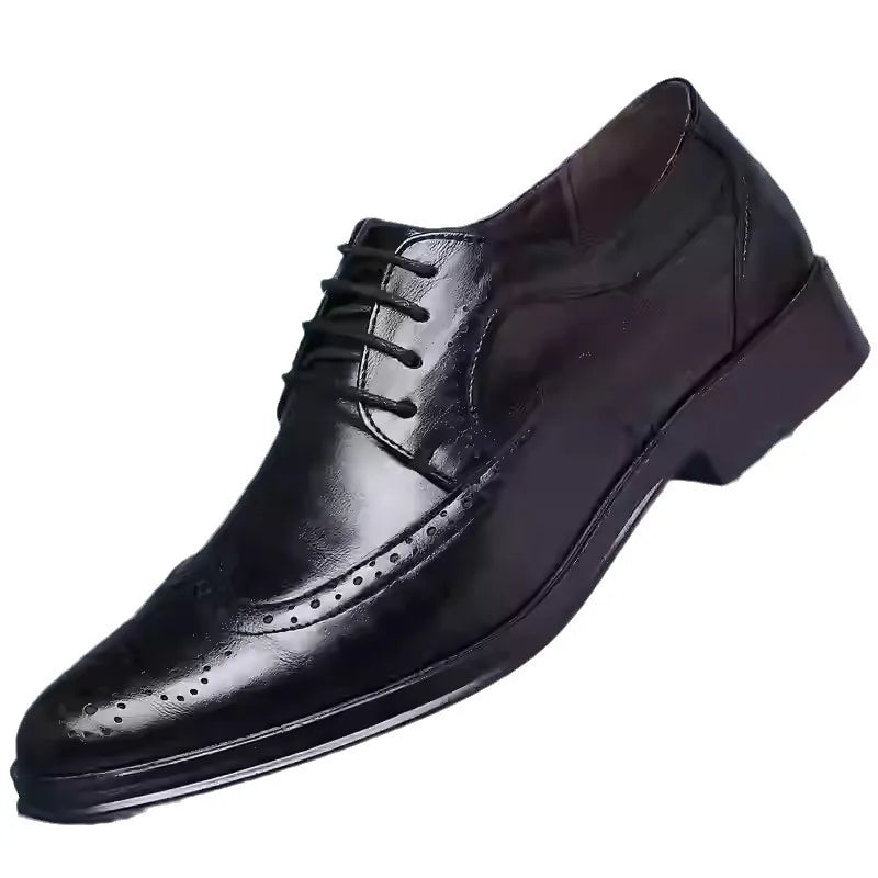 Men's Classic Retro Brogue Shoes Mens Lace-Up Business Leather Shoes Dress Office Flats Men Wedding Party Oxfords Work Footwear