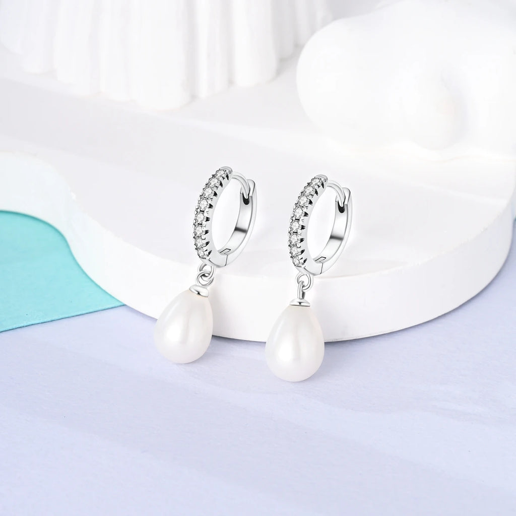 Original 925 Sterling Silver Women Hoop Earrings High Quality Shine Zircon U Shaped Classic Style Earring For Women Jewelry Gift - Clikcy