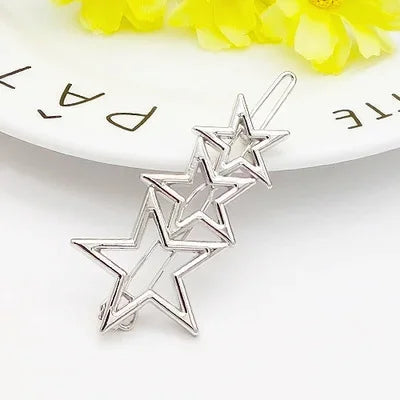 20240Fashion Woman Hair Accessories Triangle Hair Clip Pin Metal Geometric Alloy Moon Circle Hairgrip Barrette Girls Headwear - Clikcy