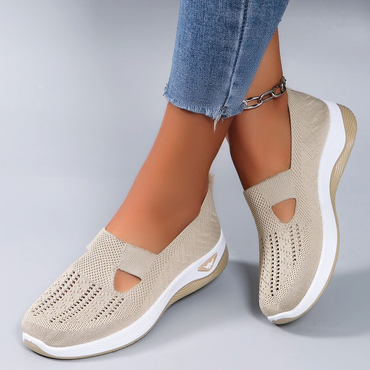 Spring new women's sports shoes, fashionable, breathable, lightweight, non-slip, wear-resistant, casual sports shoes, flat shoes - Clikcy