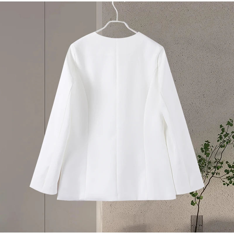 Urban Solid Blazer Skirt Set Women Slim O-neck Single Breasted Jacket Mini A-line Skirt 2025 Spring Elegant Lady Office Outfit - Clikcy