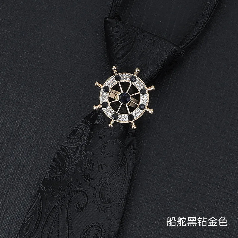 Vintage Knight Business Shirt Tie Buckle Collar Clip Tie Hoop Rudder Eagle Tie Hoop Crystal Rhinestone Jewelry Men Accessories - Clikcy