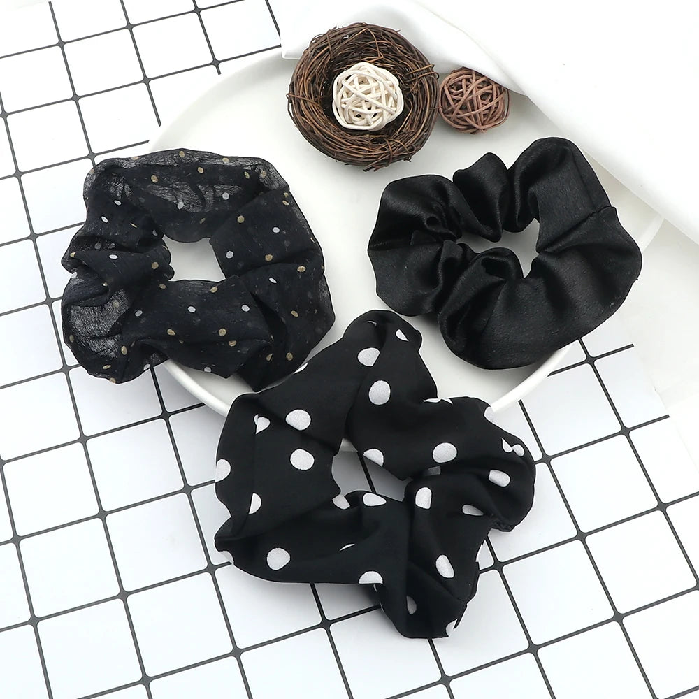 3Pcs/Lot Korean Printing Large Hair Bands For Women Girl Elastic Hair Ring Fashion Scrunchies Dating Party Headdress Accessories - Clikcy