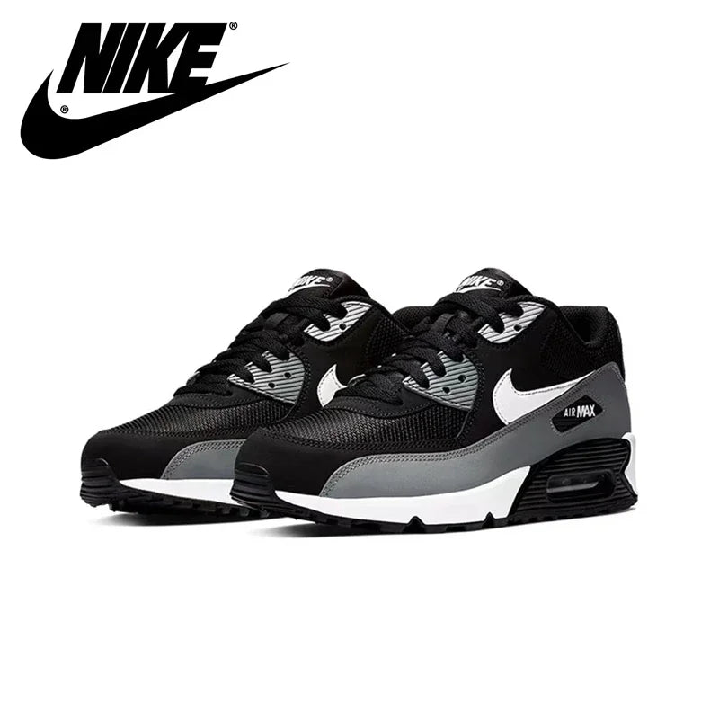 Nike Air Max 90 Men's and Women's Running Shoes Breathable Retro Waffle Shoes Forrest Gump Shoes Black and White Gray/white Hook