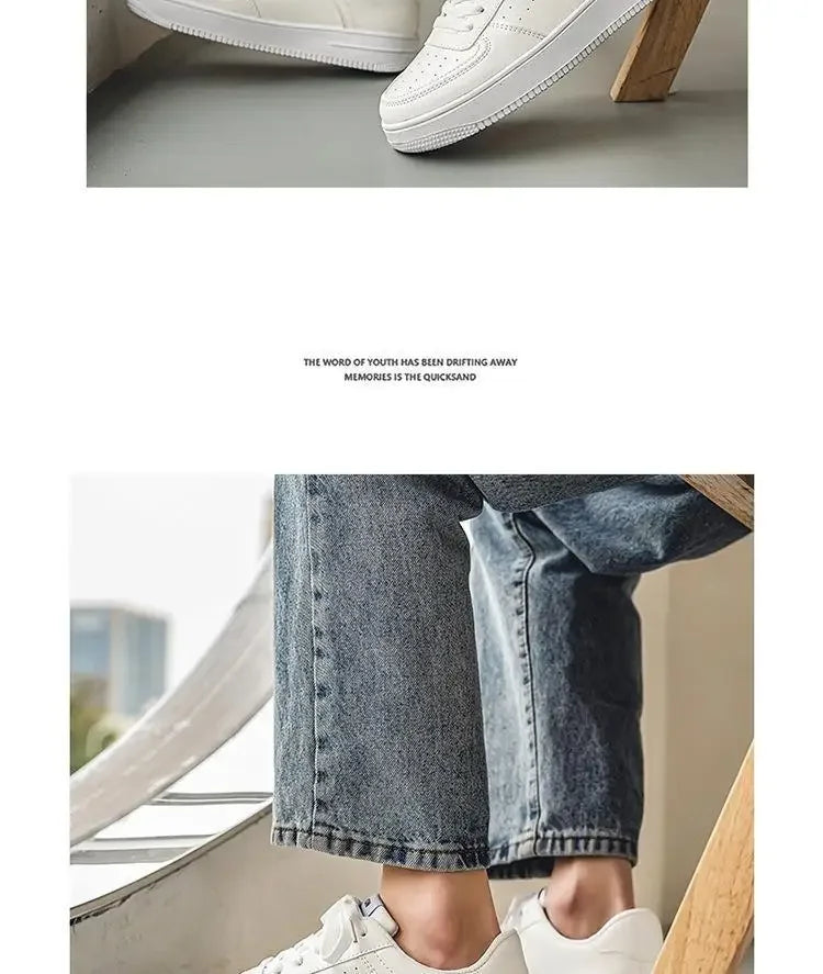 **2025 New White Shoes for Men's Spring Youth Casual Versatile Men's Shoes for Students Pure White Sports Board Shoes - Clikcy