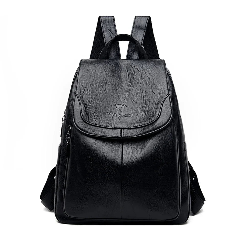 Genuine Women Leather Backpack Fashion Female Shoulder Bag Sac a Dos Ladies Bagpack Mochilas School Bags For Teenage Girls 2024