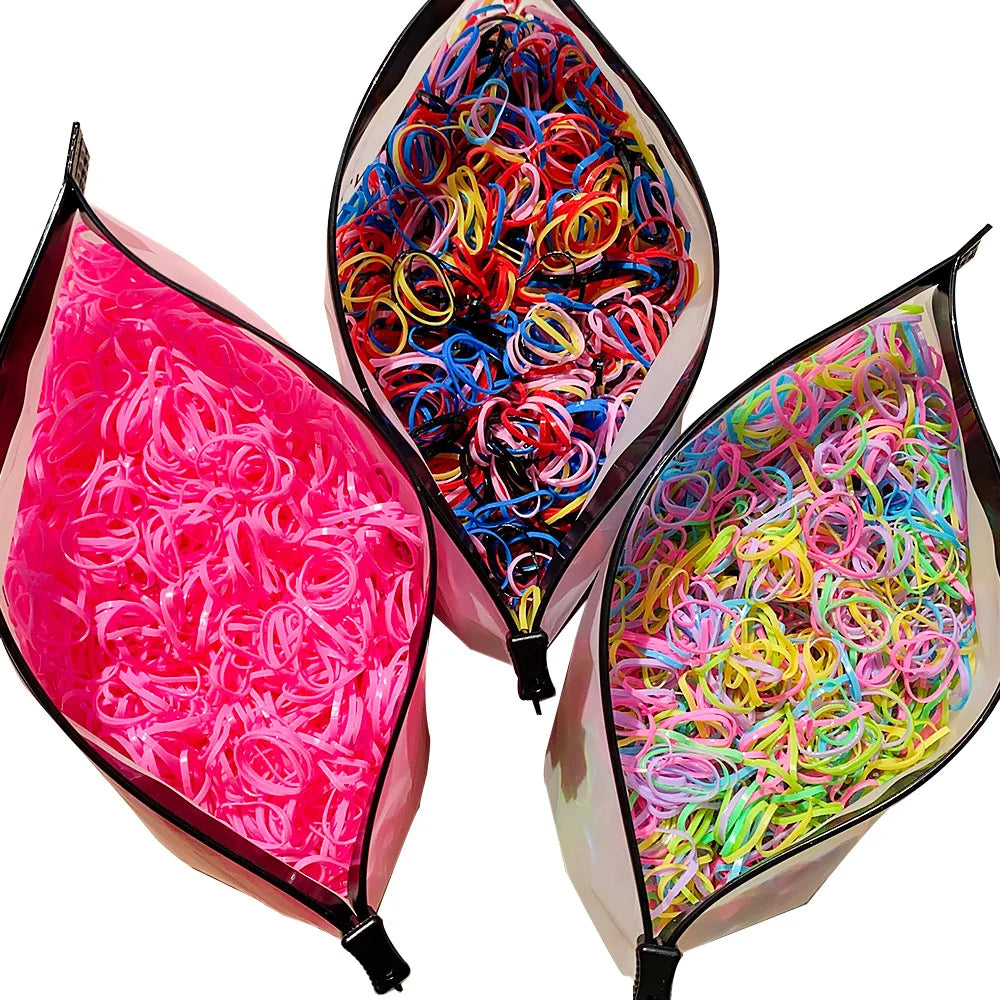 500/1000/2000pcs Girls Colourful Disposable Rubber Band Hair Ties Headband Children Ponytail Holder Bands Kids Hair Accessories - Clikcy