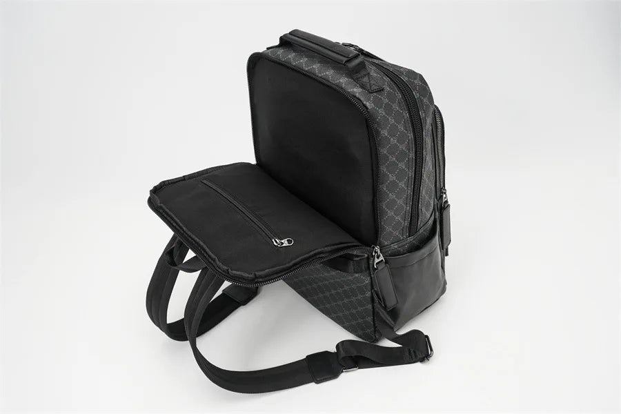 Fashion Business Men Backpack Luxury Double Layer Men's Backpacks Floral Plaid Laptop Backpack Male Schoolbag Travel Back Bag - Clikcy