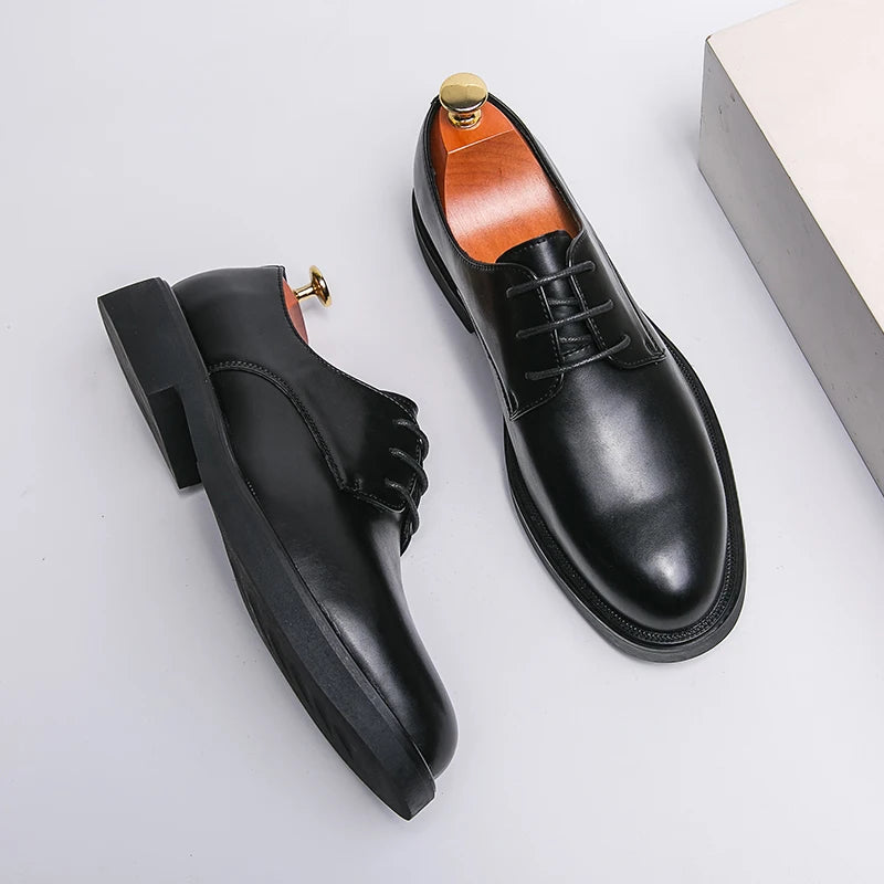 Classic Italy Pointed Toe Leather Shoes Men Luxury Oxfords Business Formal Office Men Shoes Boos Dress Men Black Wedding Shoes - Clikcy