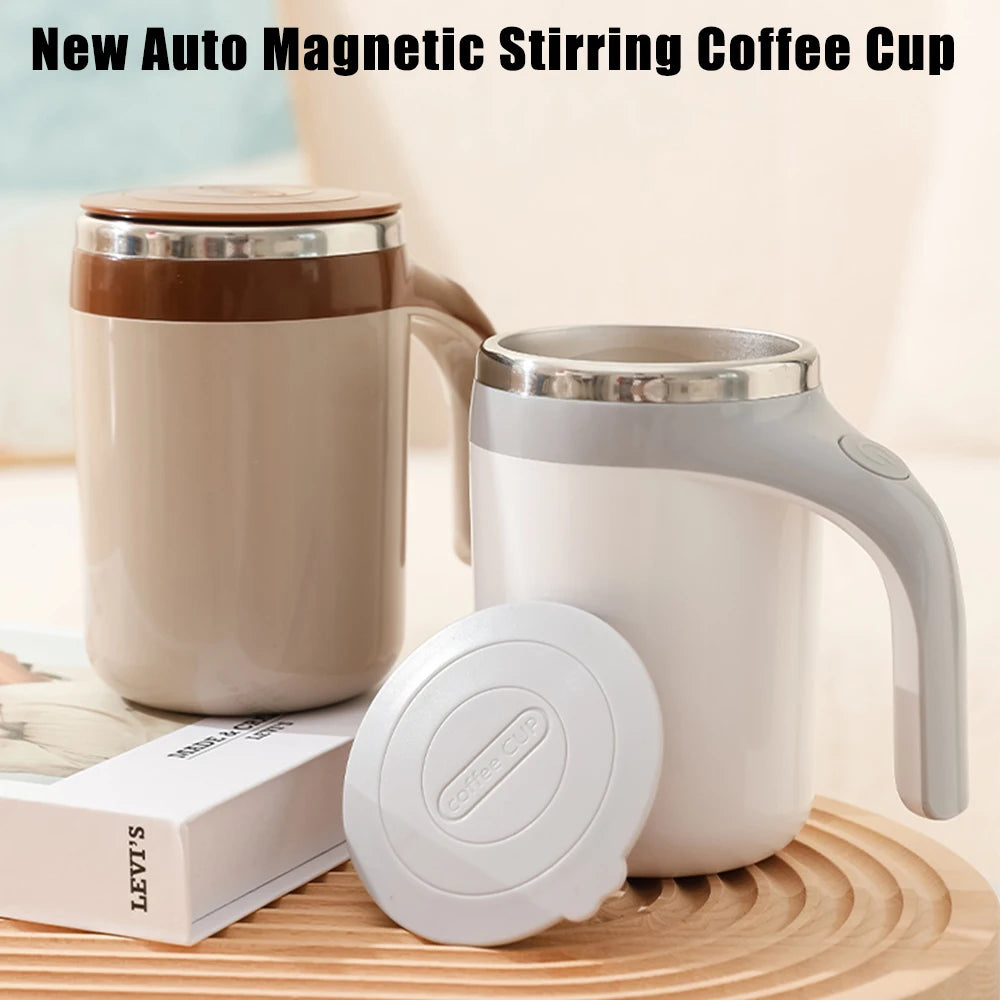 1pcs Automatic Self Stirring Magnetic Mug Stainless Steel Temperature Difference Coffee Mixing Cup Blender Mixer Thermal Cup