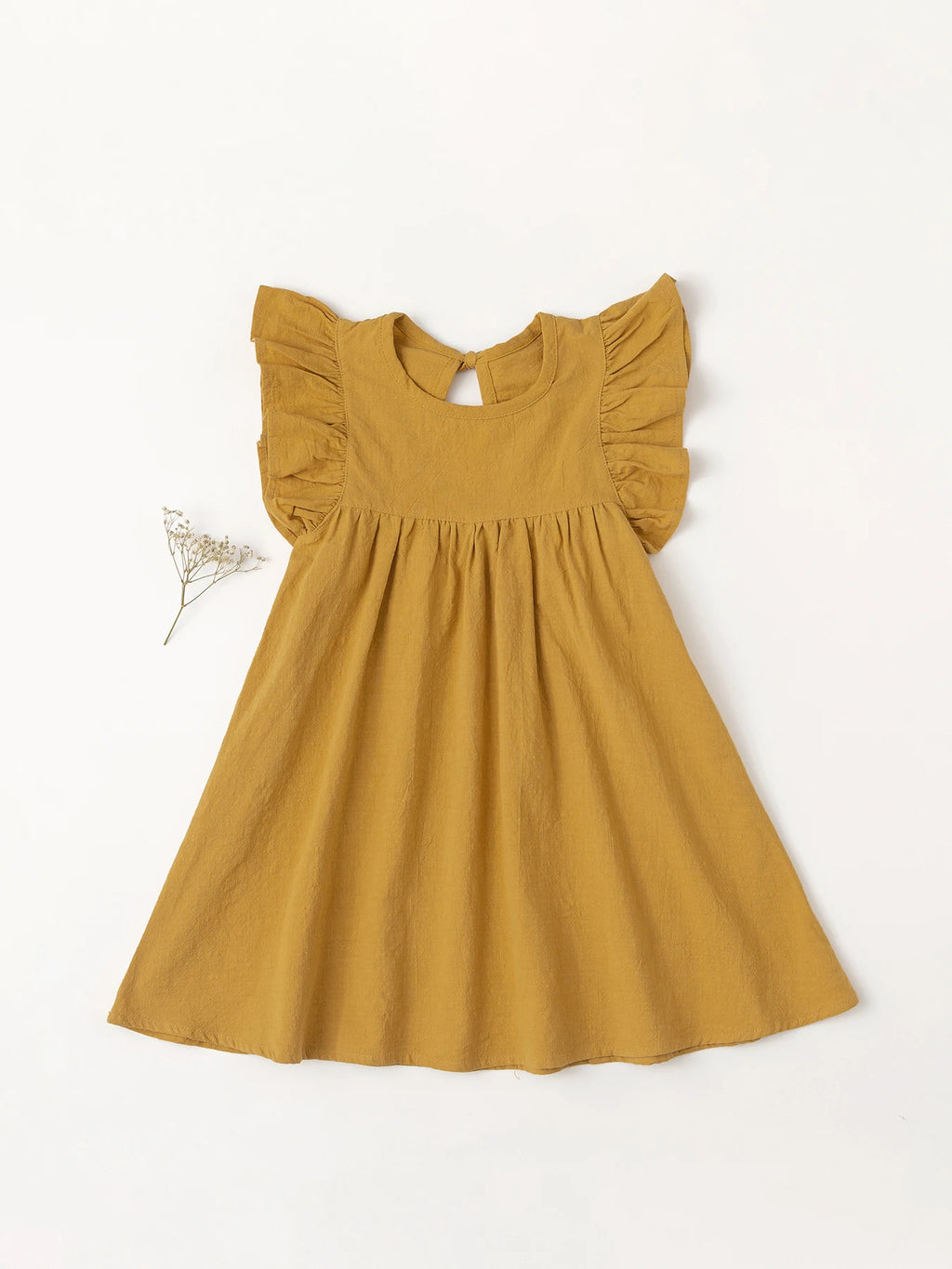 Baby Girls' Flying Sleeve Dress Tie-back Overall Dress Cotton Kids Casual Clothes Summer 2024 - Clikcy