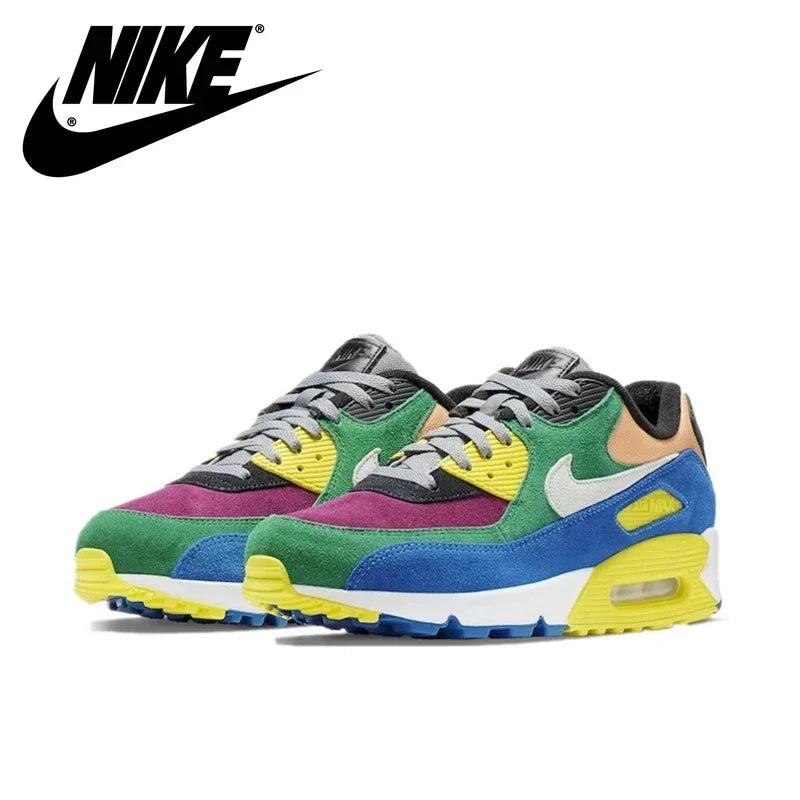 Nike Air Max 90 Men's and Women's Running Shoes Breathable Retro Waffle Shoes Forrest Gump Shoes Black and White Gray/white Hook