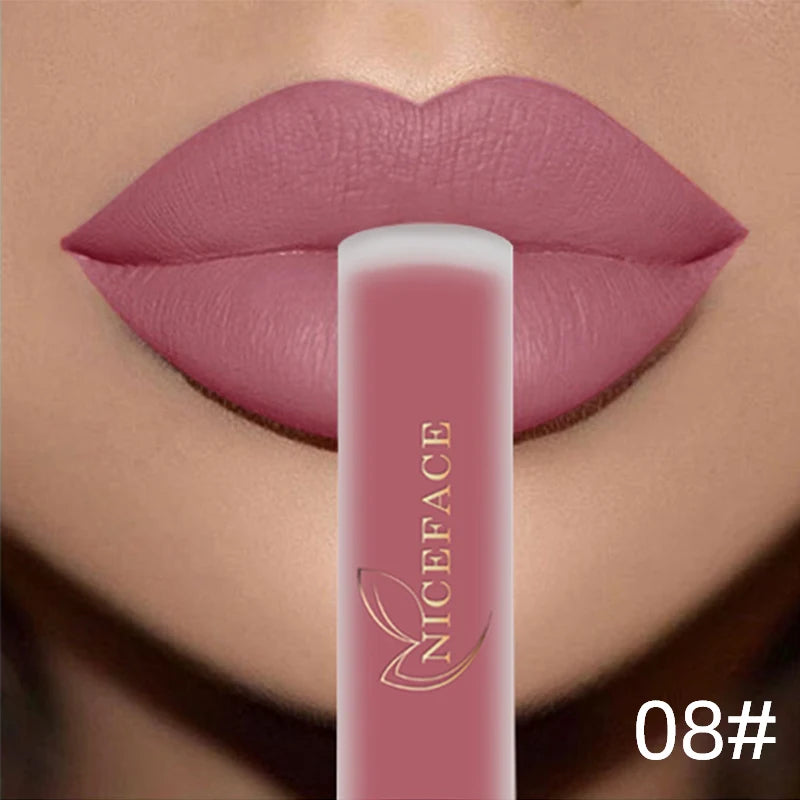 NICEFACE Matte Liquid Lipstick Waterproof Long Lasting Lip Gloss Tint Sexy Red Nude Purple Metallic Lipsticks Makeup Cosmetics - Clikcy