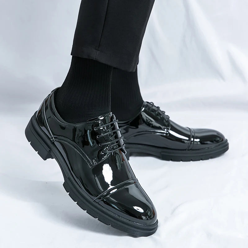 Classic Green Style Casual Derby Formal Shoes Career Office Leather Shoes Pointy Toe Handmade Business Wedding Dress Shoes Men - Clikcy