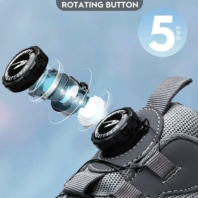 Rotating Button New Safety Shoes Men Anti-smash Anti-puncture Work Shoes Fashion Men Sport Shoes Security Protective Boots Men - Clikcy
