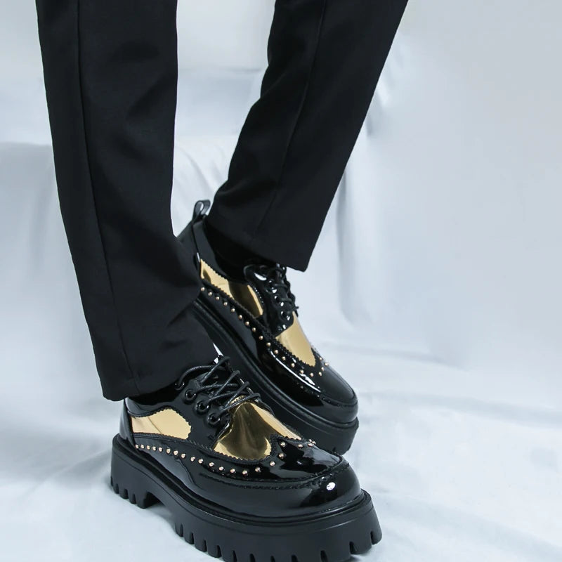 Men Casual Office Business Formal Oxford Thick Bottom Dress Shoes Men Gentleman Outdoor Patent Leather Wedding Shoes Fashion - Clikcy