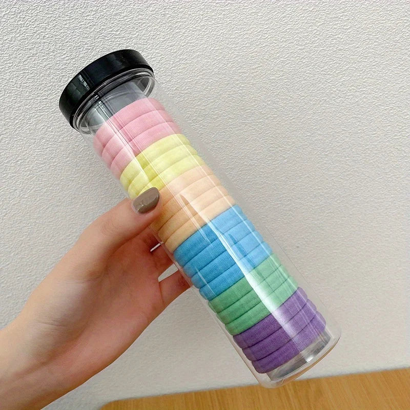 20pcs/can High Elastic Hair Ring French Style Bands Tie Thickened Hair Rope Basic Simple Head Rope For Women Girls Iddal Choice - Clikcy