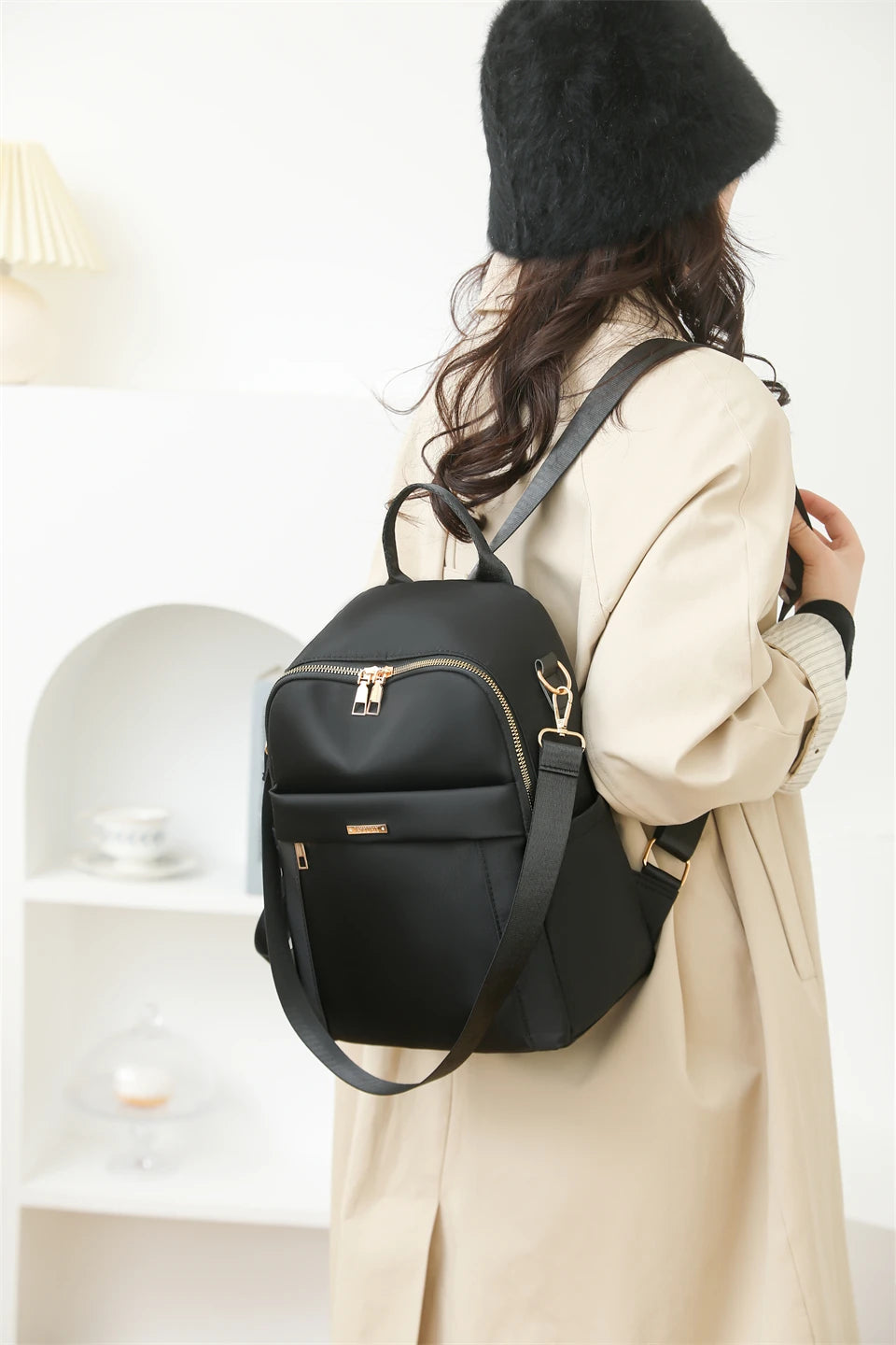 Simple Modern Backpack Women Waterproof Nylon Daypack Large Capacity School Bag Student Lightweight Back Pack Ladies Travel Bags - Clikcy