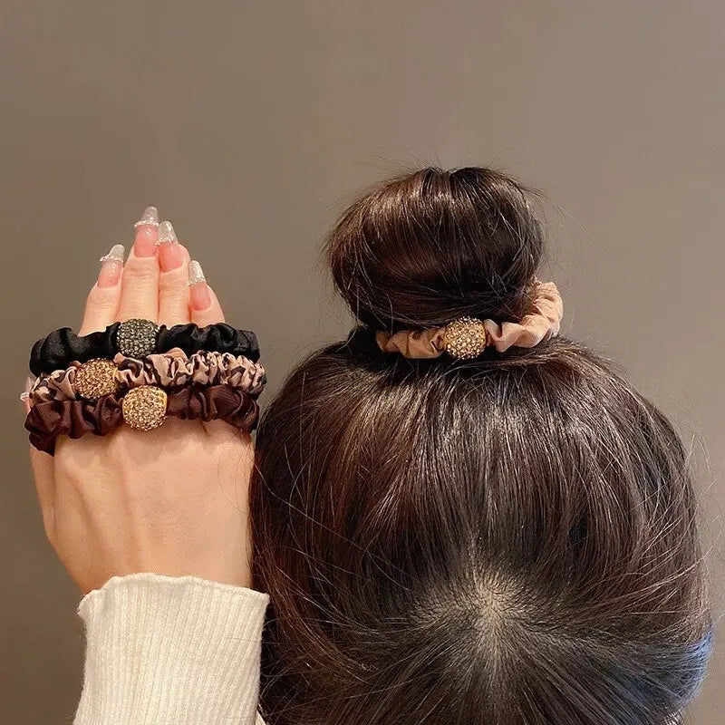 4Pcs/Lot Girl Hair Band Accessories Fashion Large Hair Ties Solid Color Elastic Scrunchies For Women Ponytail Hairstyle - Clikcy