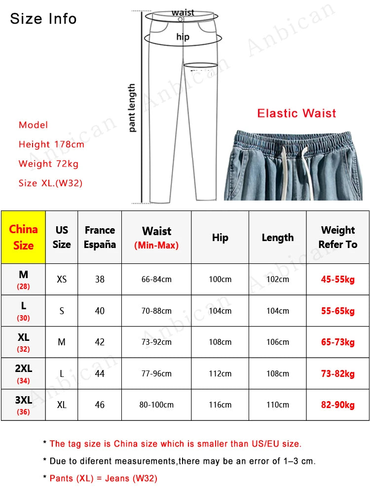 Summer Men's Lightweight Jeans Korean Fashion Breathable Cotton Drawstring Wide-Leg Baggy Denim Pants Straight Jean Trousers - Clikcy