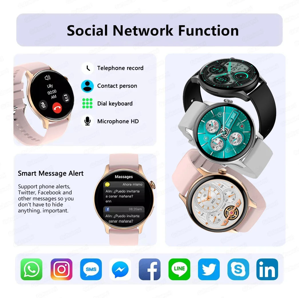 2024 New GPS Smart Watch Women True AMOLED 466*466 HD Screen Health Tracker Sports NFC Voice Bluetooth Call Smartwatches Ladies - Clikcy