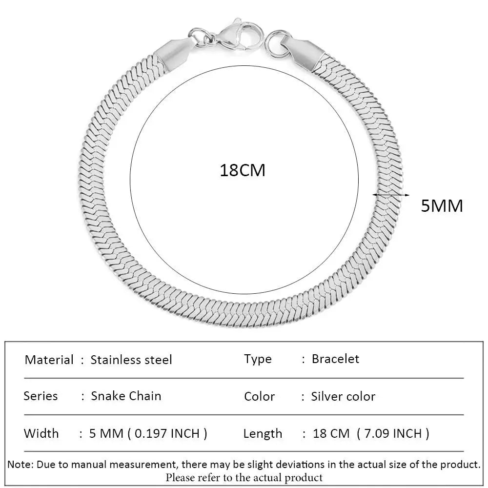 SUNIBI Classic Snake Chain Bracelets for Women Trend  Fashion Stainless Steel Cuban Chain Bracelet Trendy Woman Gifts Jewelry